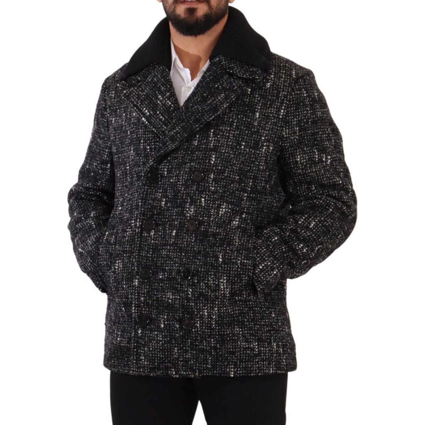 Dolce & Gabbana Chic Double Breasted Wool Blend Overcoat black-wool-double-breasted-coat-men-jacket