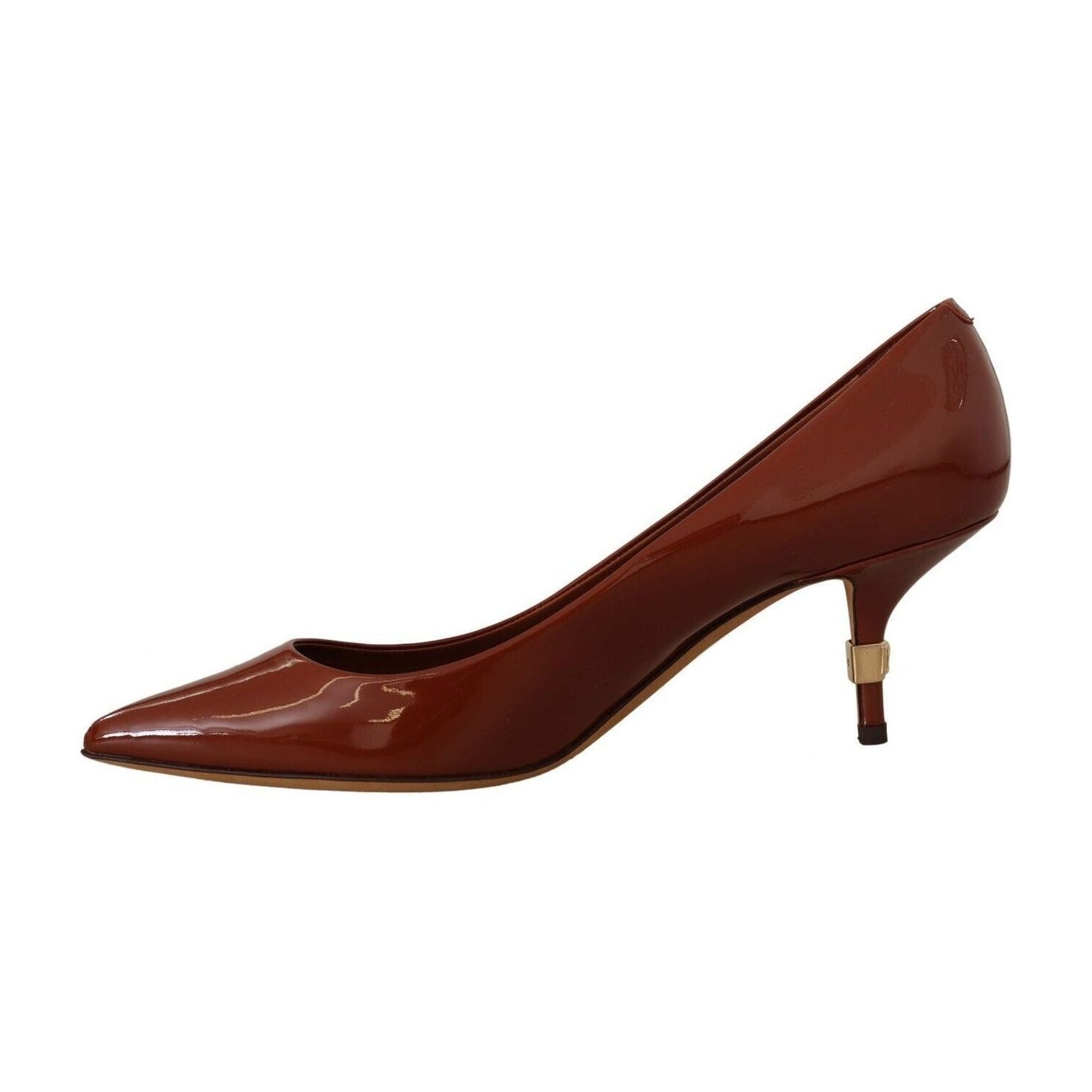 Dolce & Gabbana Elegant Patent Leather Heels Pumps brown-kitten-heels-pumps-patent-leather-shoes