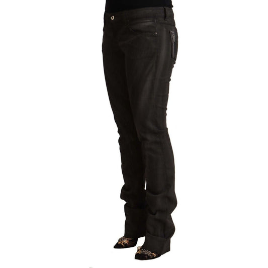 Costume National Black Cotton Mid Waist Skinny Pants black-cotton-mid-waist-skinny-pants