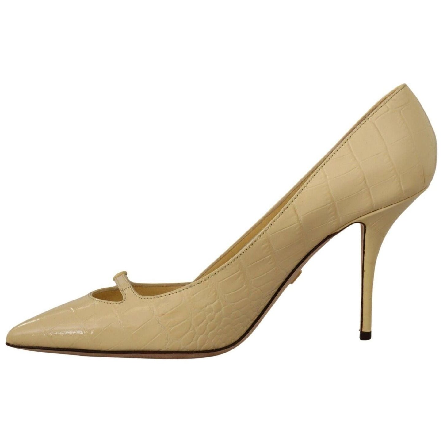 Dolce & Gabbana Chic Pointed Toe Leather Pumps in Sunshine Yellow yellow-exotic-leather-stiletto-heel-pumps-shoes