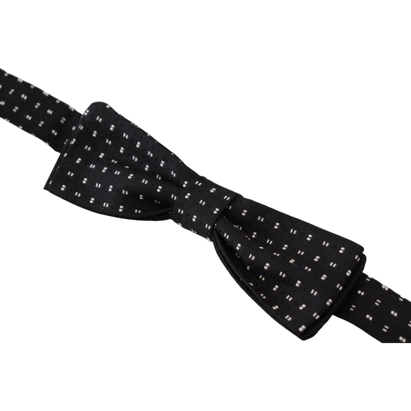 Dolce & Gabbana Elegant Black Silk Bow Tie black-silk-patterned-neck-papillon-accessory-bow-tie