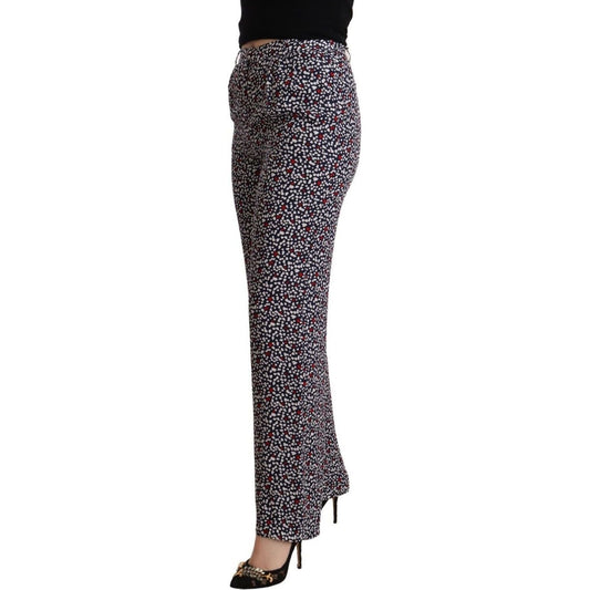 Michael Kors Elegant High Waist Straight Black Trousers black-high-waist-printed-straight-pants