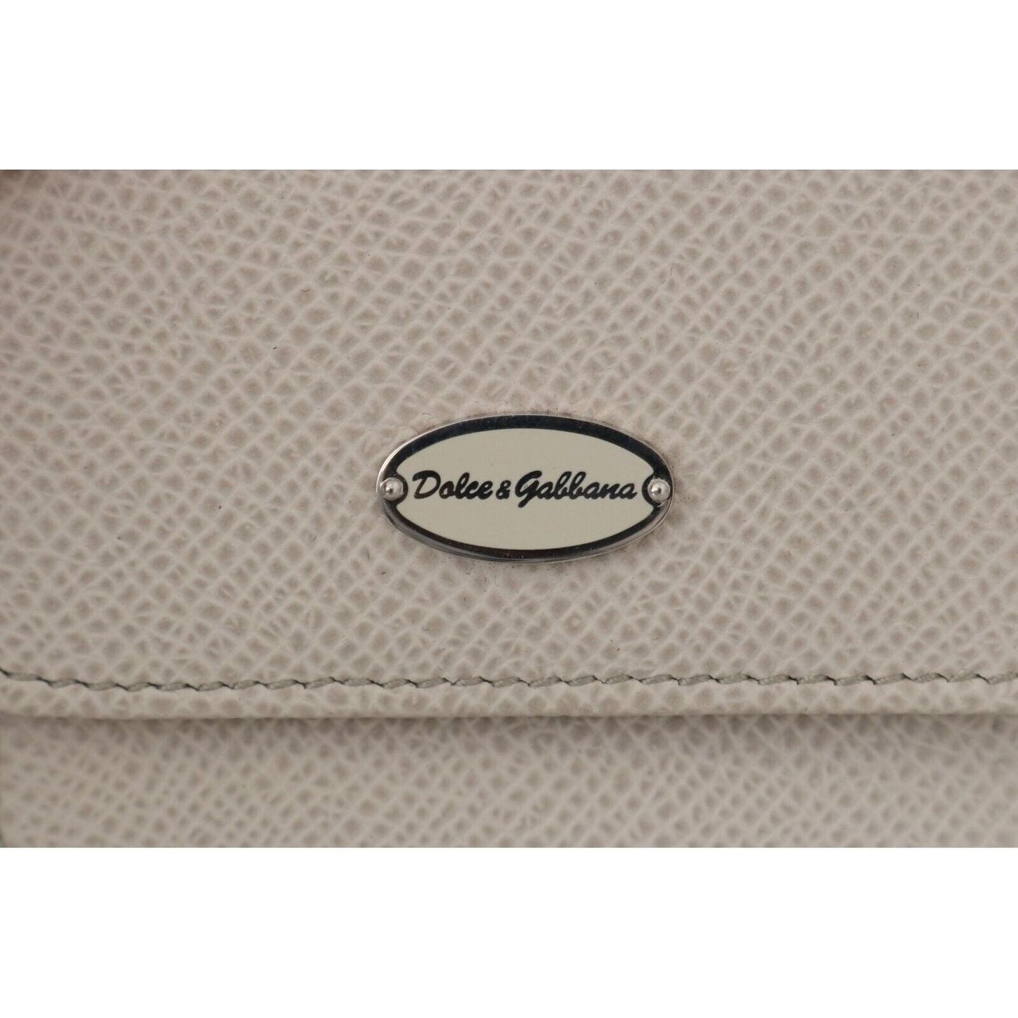 Dolce & Gabbana Chic White Leather Condom Case Wallet white-dauphine-leather-holder-pocket-wallet-condom-case