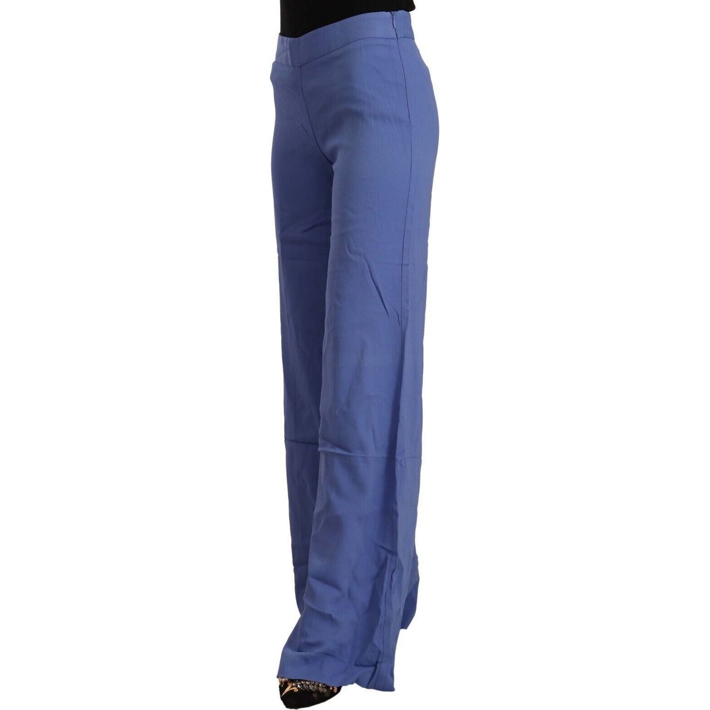 P.A.R.O.S.H. Chic Wide-Leg High Waist Blue Trousers blue-high-waist-viscose-straight-wide-leg-pants