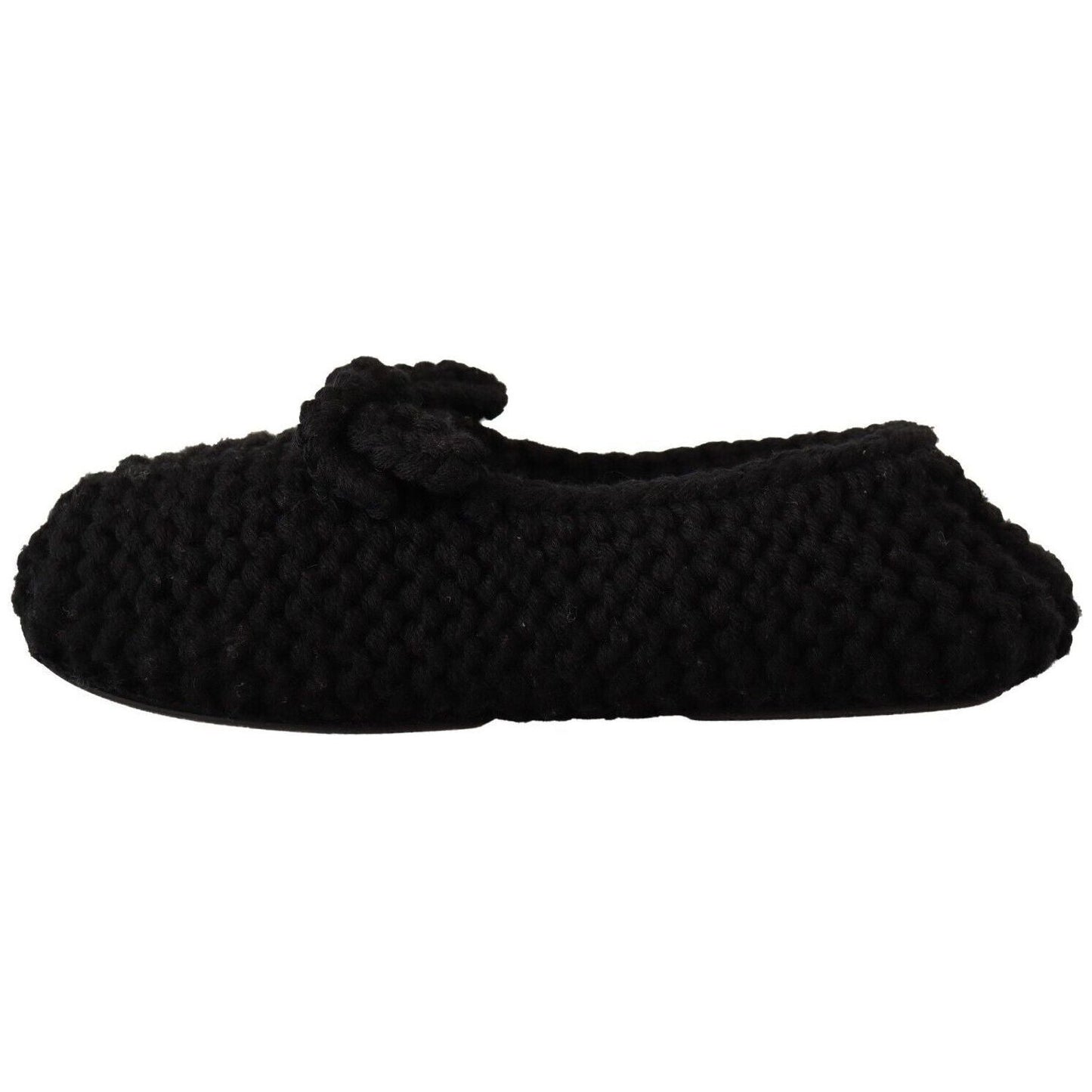 Dolce & Gabbana Elegant Black Wool Knit Ballet Flats black-slip-on-ballerina-flats-wool-knit-shoes