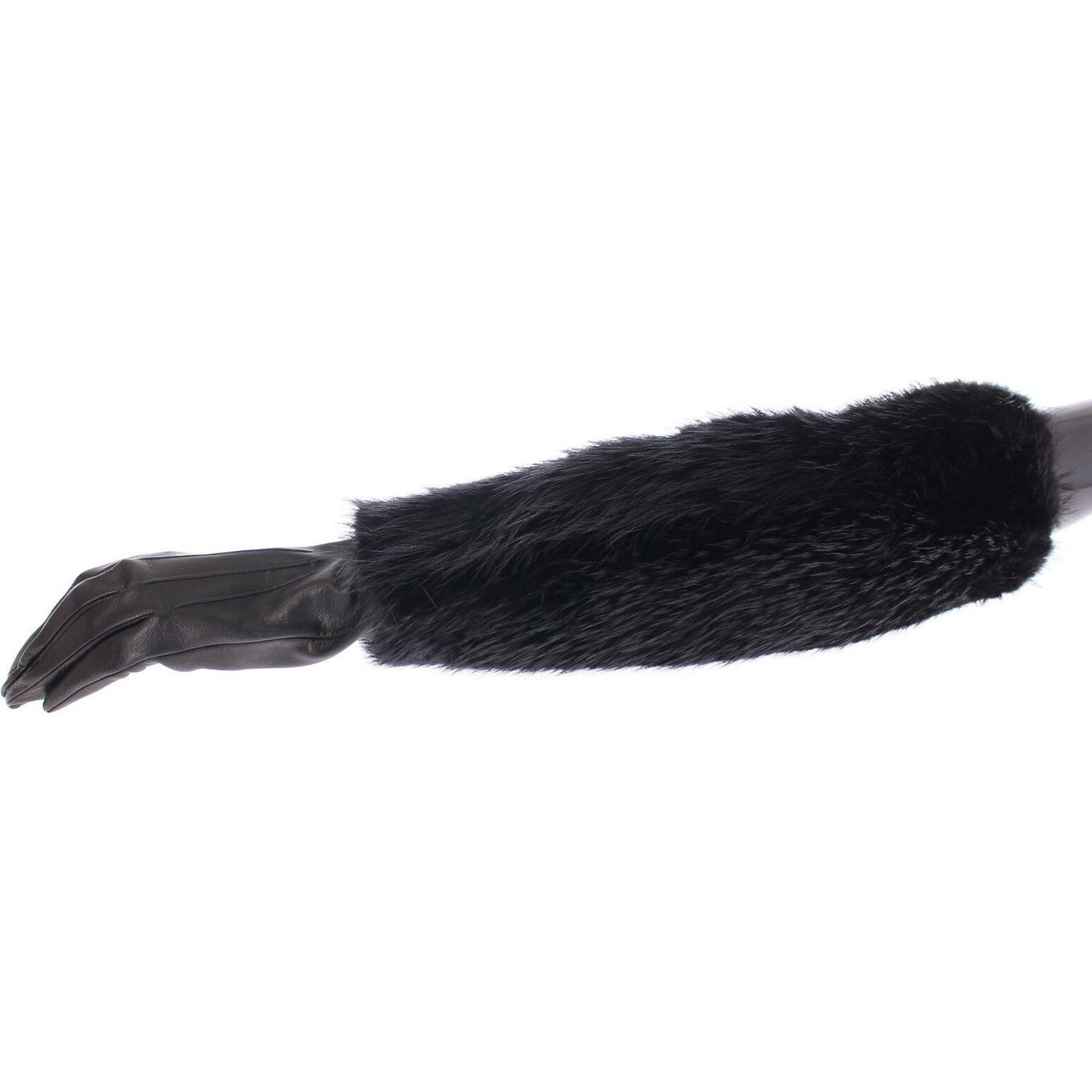 Dolce & Gabbana Elegant Elbow-Length Beaver Fur Gloves black-beaver-fur-lambskin-leather-elbow-gloves-1
