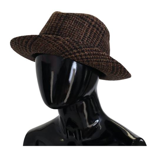 Dolce & Gabbana Elegant Brown Fedora Hat - Winter Chic Accessory brown-tweed-wool-logo-fedora-trilby-hat s-l1600-4-f2cd4f7b-9bb.png