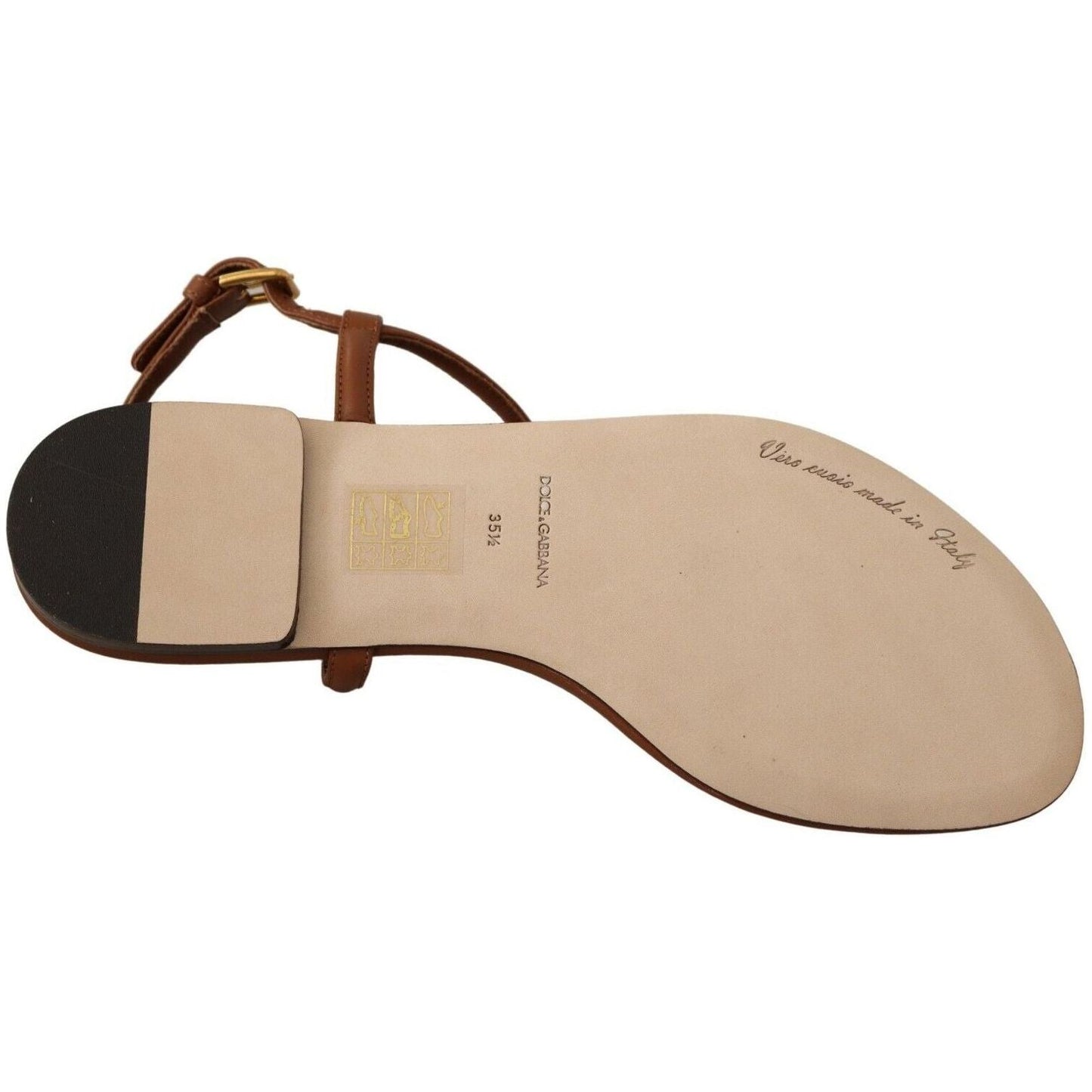 Dolce & Gabbana Elegant Leather T-Strap Flat Sandals brown-leather-t-strap-slides-flats-sandals-shoes s-l1600-40-15-7d7ba183-c9d.jpg