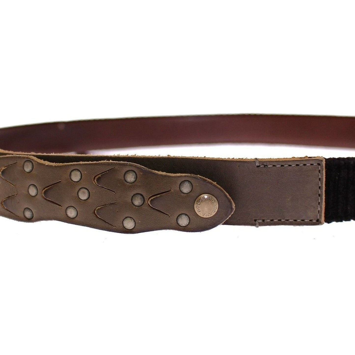 Dolce & Gabbana Elegant Leather-Cotton Fusion Men's Belt Belt brown-leather-logo-cintura-gurtel-belt-2