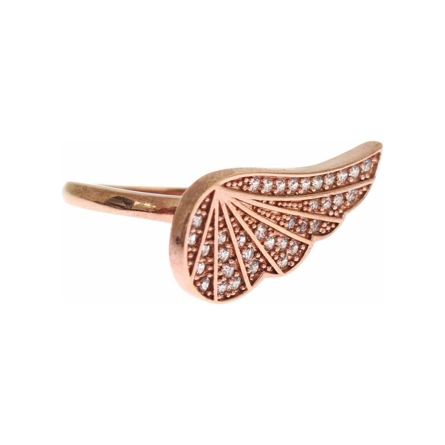 Nialaya Elegant Pink Gold CZ Crystal Ring Ring pink-gold-925-silver-womens-clear-cz-ring