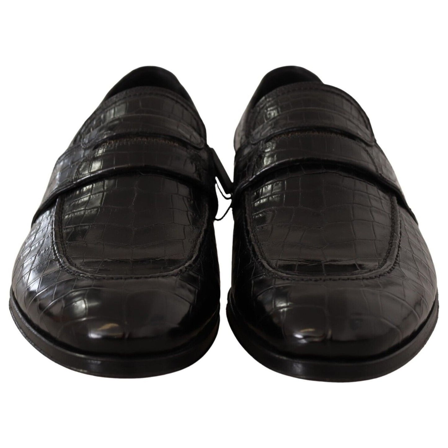 Dolce & Gabbana Elegant Crocodile Leather Moccasin Shoes black-crocodile-leather-slip-on-moccasin-shoes