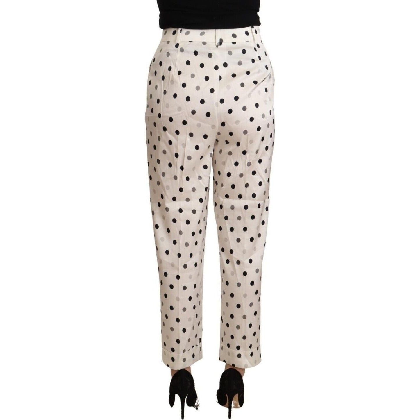 Ermanno Scervino Chic High Waist Polka Dotted Tapered Pants white-polka-dotted-high-waist-tapered-pants
