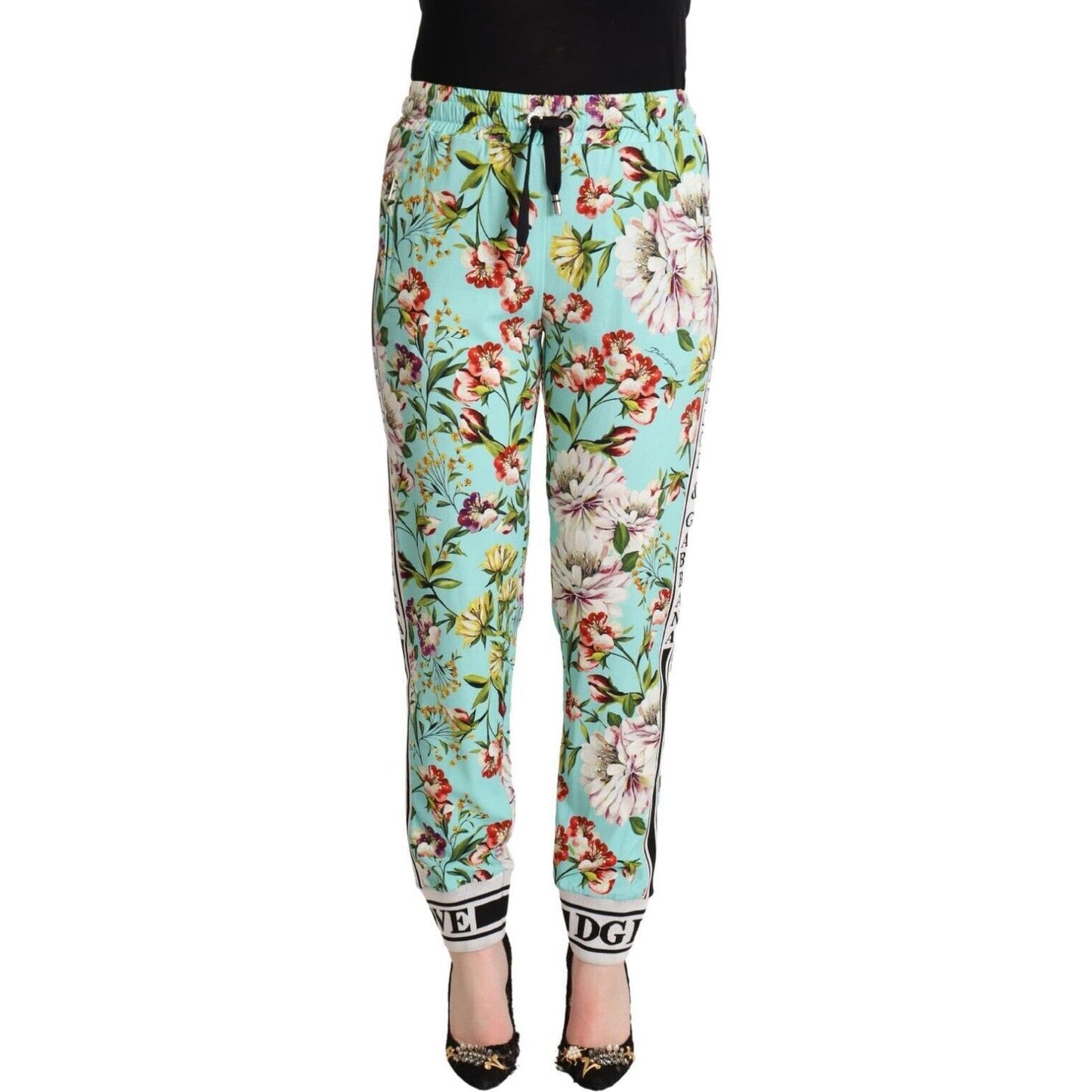 Dolce & Gabbana Floral Viscose Jogger Pants in Green green-floral-print-mid-waist-trouser-jogger-pants