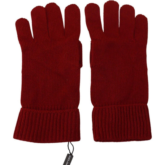 Dolce & Gabbana Elegant Red Cashmere Winter Gloves red-100-cashmere-knit-hands-mitten-mens-gloves