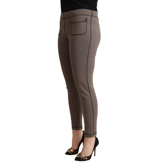 John Galliano Chic Gray Mid Waist Skinny Pants for Sophisticated Style gray-cotton-mid-waist-stretch-leggings-cropped-pants s-l1600-43-4-f1ffc0f8-81b.jpg