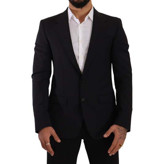 Dolce & Gabbana Elegant Black Martini Slim Fit Blazer and Vest black-slim-fit-vest-2-button-martini-blazer