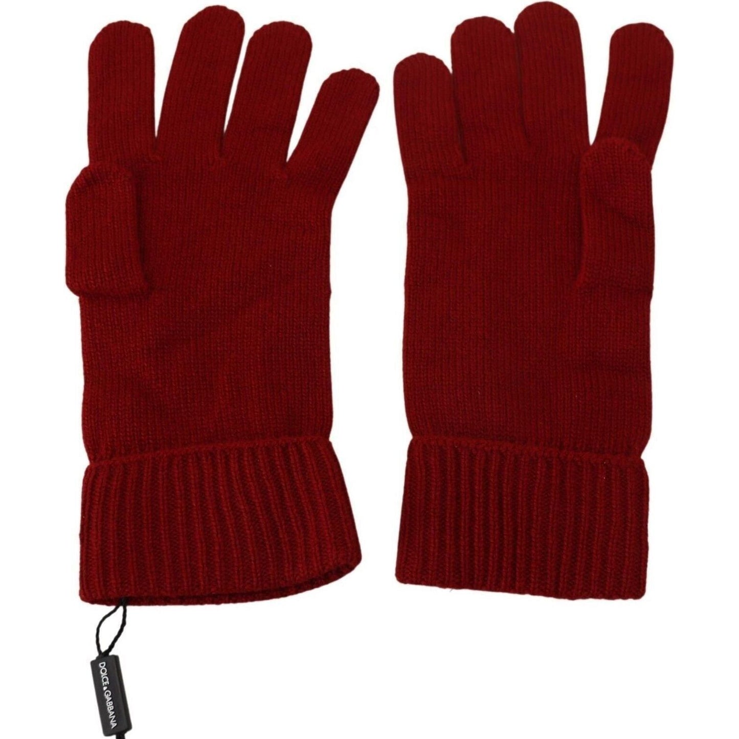 Dolce & Gabbana Elegant Red Cashmere Winter Gloves red-100-cashmere-knit-hands-mitten-mens-gloves