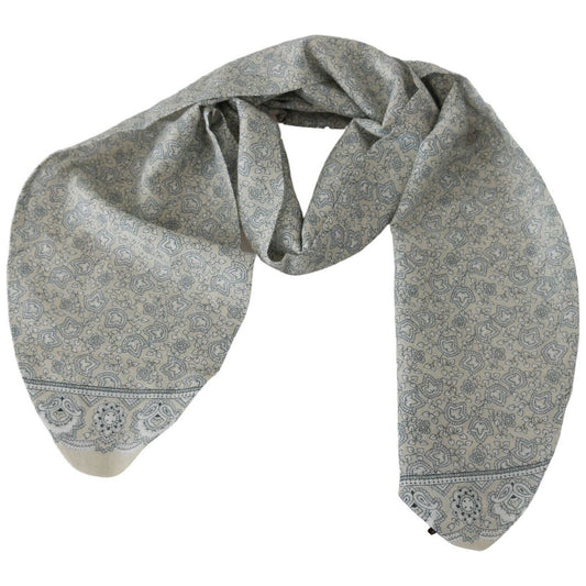 Ermanno Scervino Elegant Silk-Cotton Blend Waist Belt Wrap Shawl Scarves beige-blue-belt-wrap-beachwear-waist