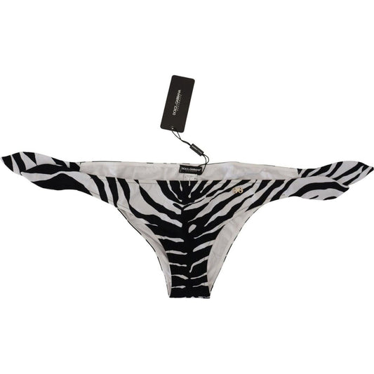 Dolce & Gabbana Zebra Print Bikini Bottom Elegance white-swimwear-zebra-side-tie-bottom-swimsuit