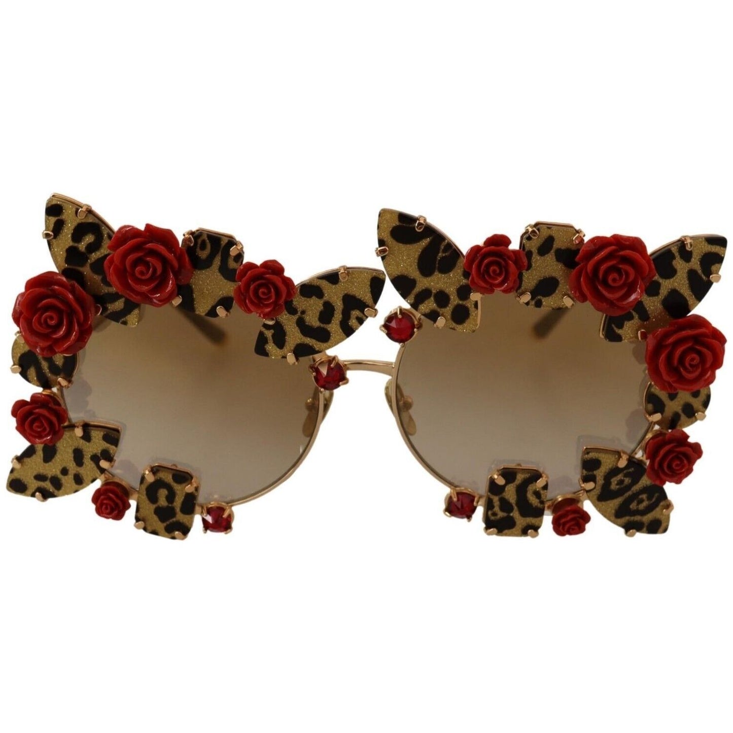 Dolce & Gabbana Elegant Round Metal Sunglasses with Rose Detail WOMAN SUNGLASSES gold-metal-frame-roses-embellished-sunglasses