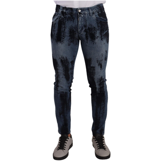 Dolce & Gabbana Italian Designer Skinny Slim Fit Jeans blue-black-cotton-skinny-denim-jeans