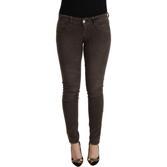 Acht Chic Slim Fit Brown Skinny Jeans brown-cotton-slim-fit-denim-low-waist-jeans