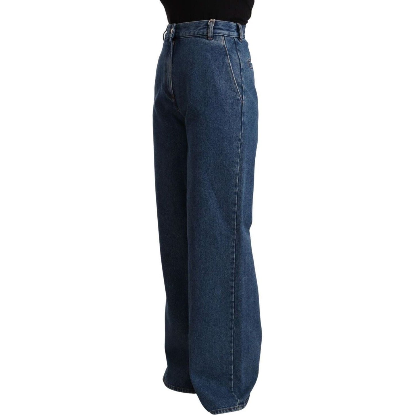 GCDS Chic High-Waist Boot Cut Denim blue-cotton-high-waist-wide-leg-boot-cut-denim-jeans