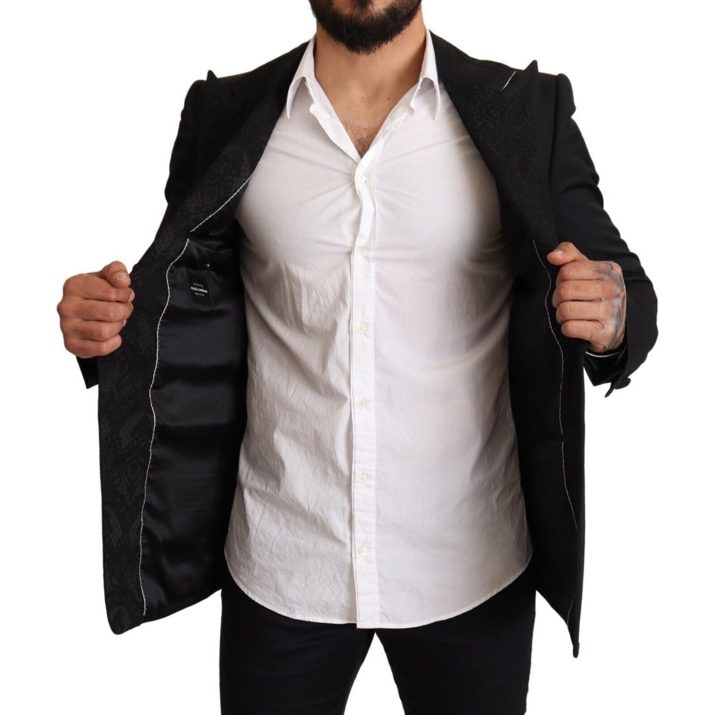 Dolce & Gabbana Elegant Black Slim Fit Blazer Jacket black-slim-fit-one-button-blazer-jacket