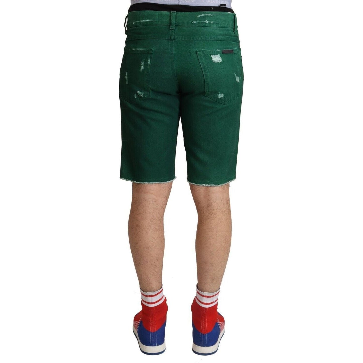 Dolce & Gabbana Chic Green Denim Bermuda Shorts green-tattered-cotton-men-denim-bermuda-shorts