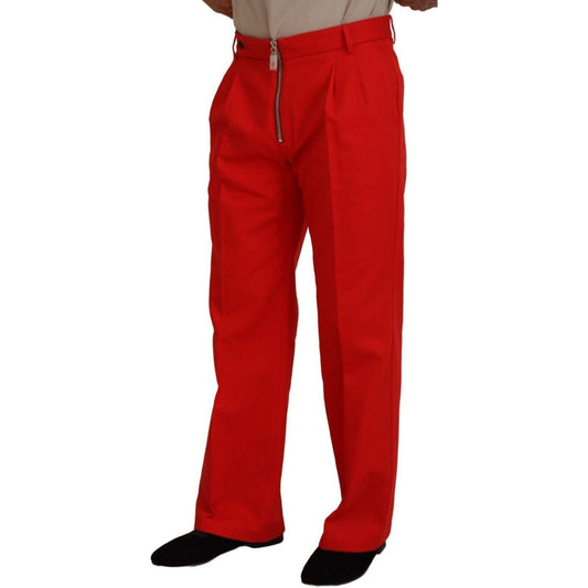 Dolce & Gabbana Stunning Red Mainline Cotton Pants red-straight-fit-men-trousers-cotton-pants