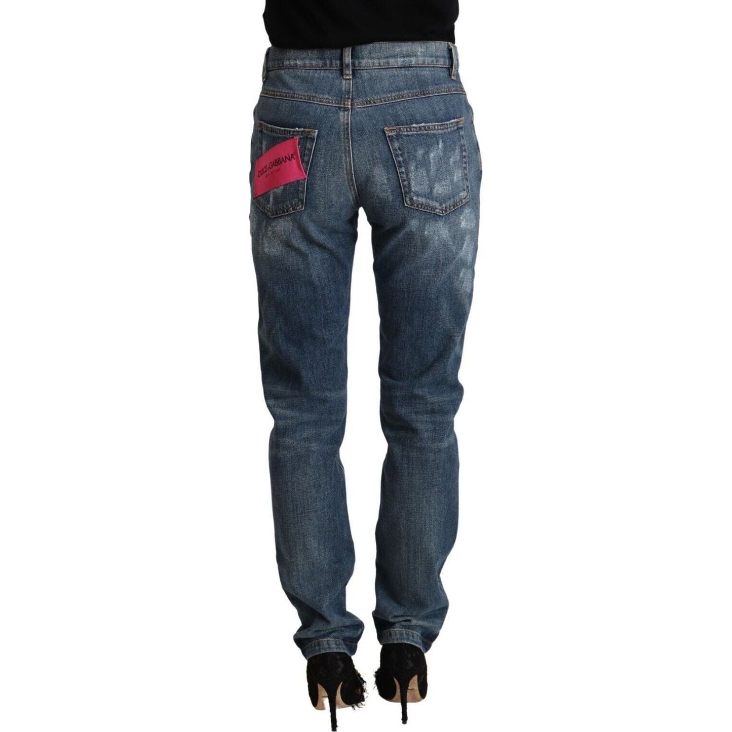 Dolce & Gabbana Elegant Skinny Denim Jeans for the Modern Woman blue-distressed-denim-boyfriend-skinny-jeans
