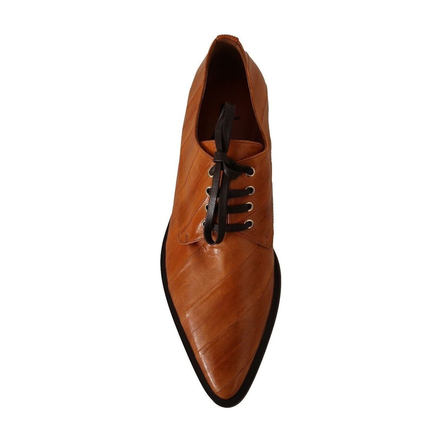 Dolce & Gabbana Elegant Eel Leather Lace-Up Formal Flats brown-eel-leather-lace-up-formal-shoes s-l1600-5-39-577493c3-bfa.jpg
