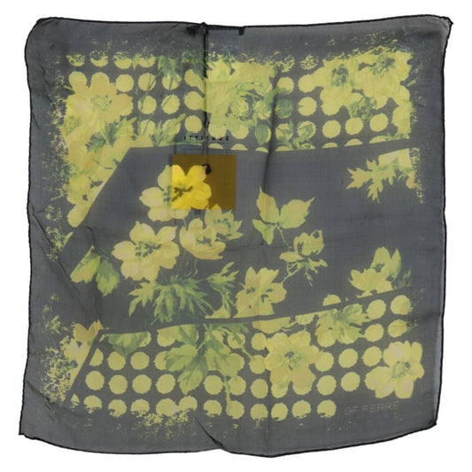 GF Ferre Elegant Floral Silk Scarf black-yellow-floral-wrap-shawl-foulard-scarf