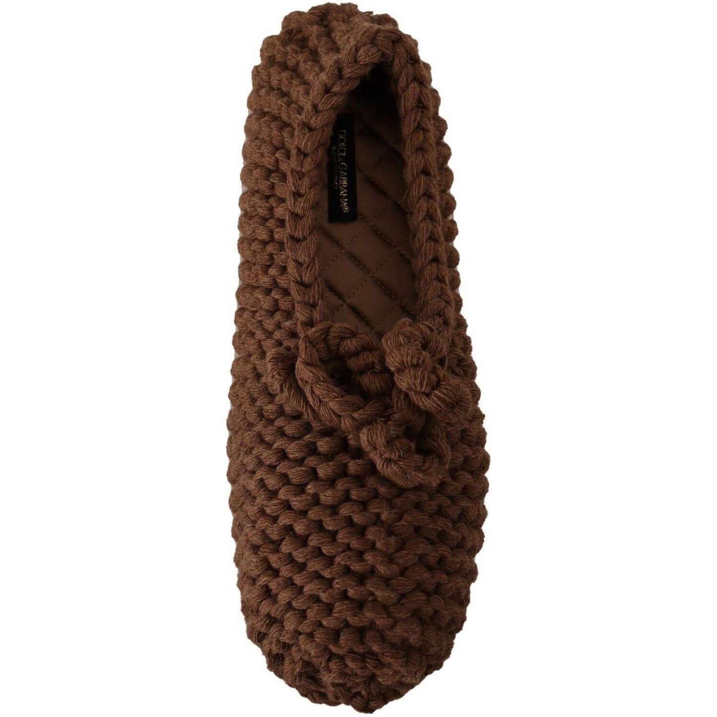 Dolce & Gabbana Elegant Wool Knit Ballerina Flats brown-slip-on-ballerina-flats-wool-knit-shoes