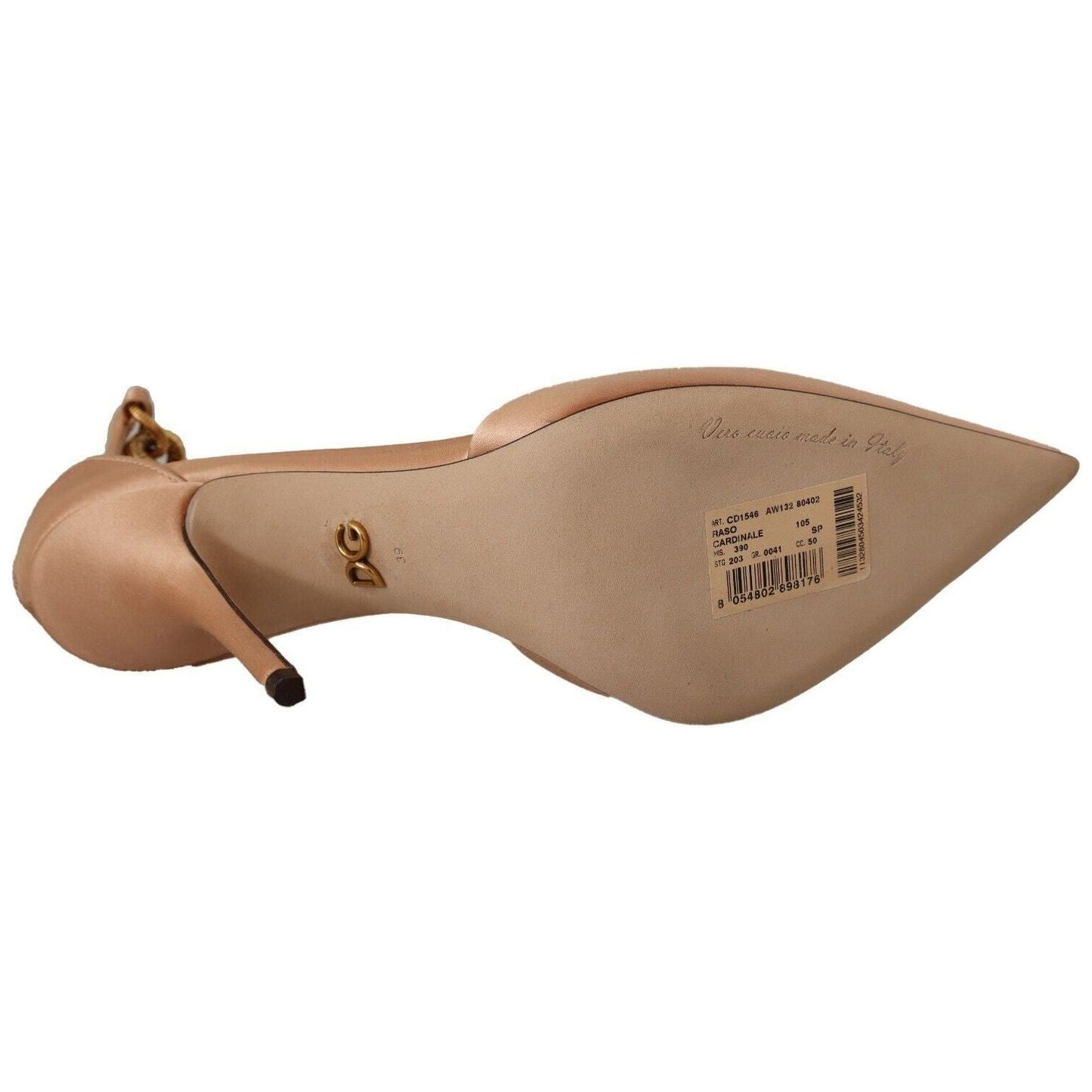 Dolce & Gabbana Elegant Beige Silk Ankle Strap Pumps beige-ankle-chain-strap-high-heels-pumps-shoes