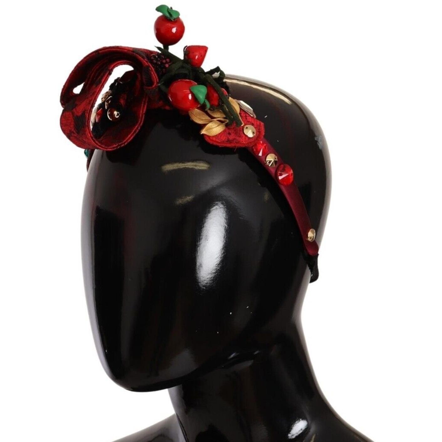 Dolce & Gabbana Exquisite Berry Crystal Embellished Diadem red-tiara-berry-fruit-crystal-bow-hair-diadem-headband