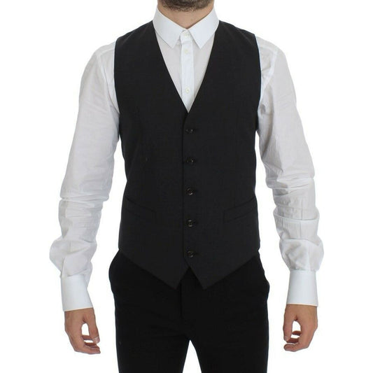 Dolce & Gabbana Elegant Gray Wool Blend Dress Vest gray-wool-stretch-dress-blazer-vest