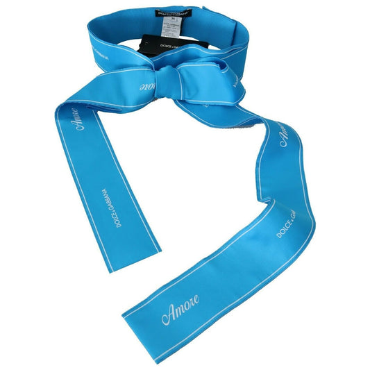 Dolce & Gabbana Elegant Bow Snap Blue Waist Belt WOMAN BELTS blue-waist-ribbon-wide-bow-belt