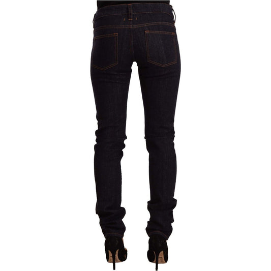 GF Ferre Chic Black Slim Fit Designer Jeans black-mid-waist-cotton-denim-skinny-jeans