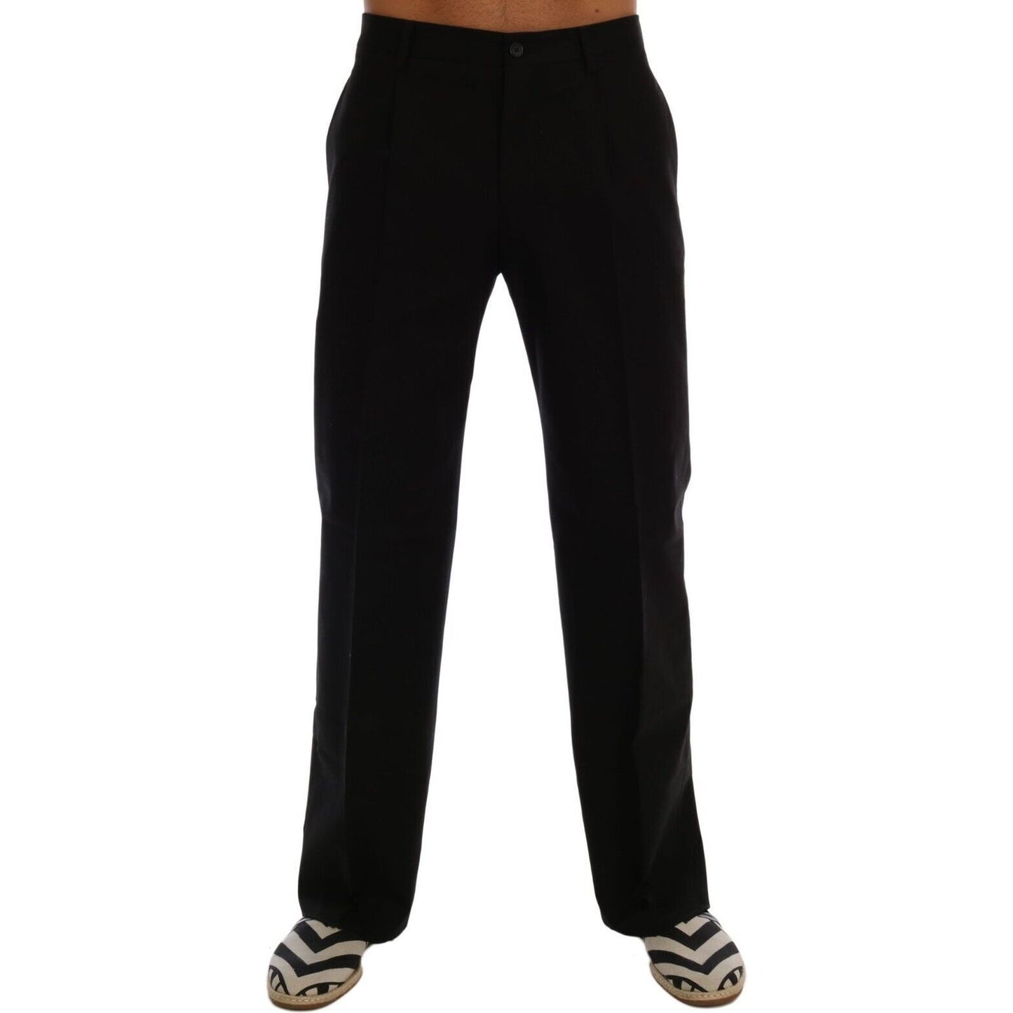 Dolce & Gabbana Elegant Black Cotton Stretch Pants black-men-straight-trouser-cotton-pants