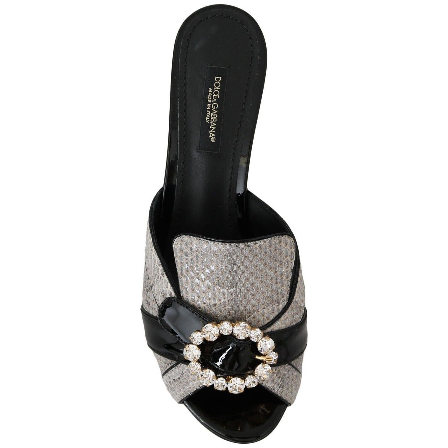 Dolce & Gabbana Crystal-Embellished Exotic Leather Sandals black-gray-exotic-leather-crystals-sandals-shoes