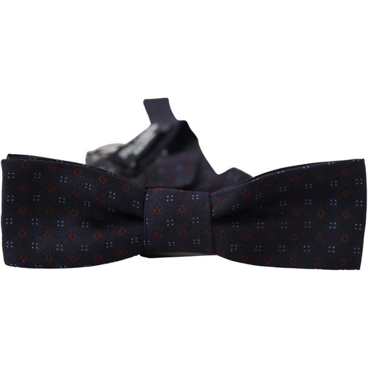Dolce & Gabbana Elegant Silk Blue Bow Tie blue-silk-patterned-necktie-men-accessory-bow-tie