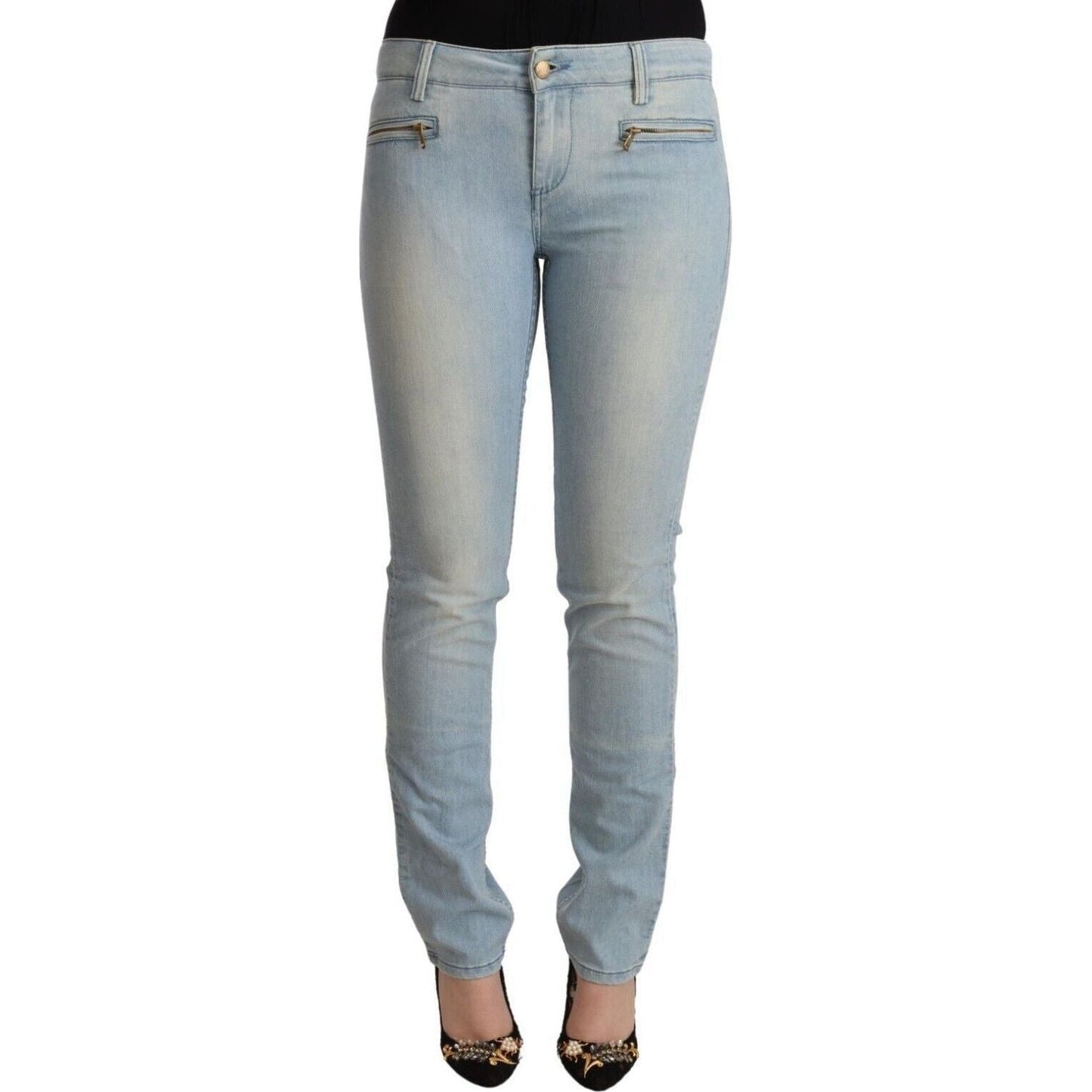 MILA SCHÖN Elegant Slim Fit Cotton Blend Jeans light-blue-cotton-mid-waist-slim-fit-denim-jeans