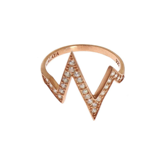 Nialaya Elegant Pink Crystal Encrusted Silver Ring Ring pink-gold-925-silver-womens-clear-ring