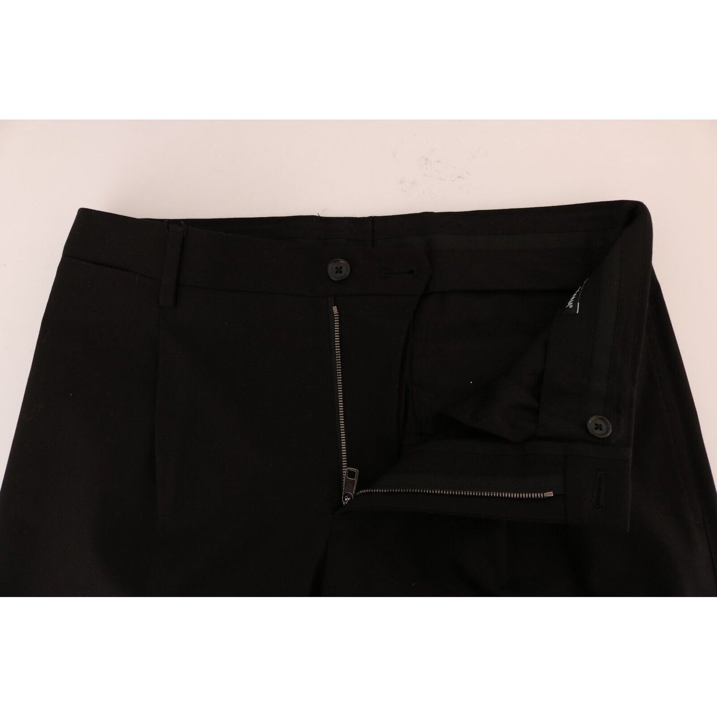 Dolce & Gabbana Elegant Black Cotton Stretch Pants black-men-straight-trouser-cotton-pants