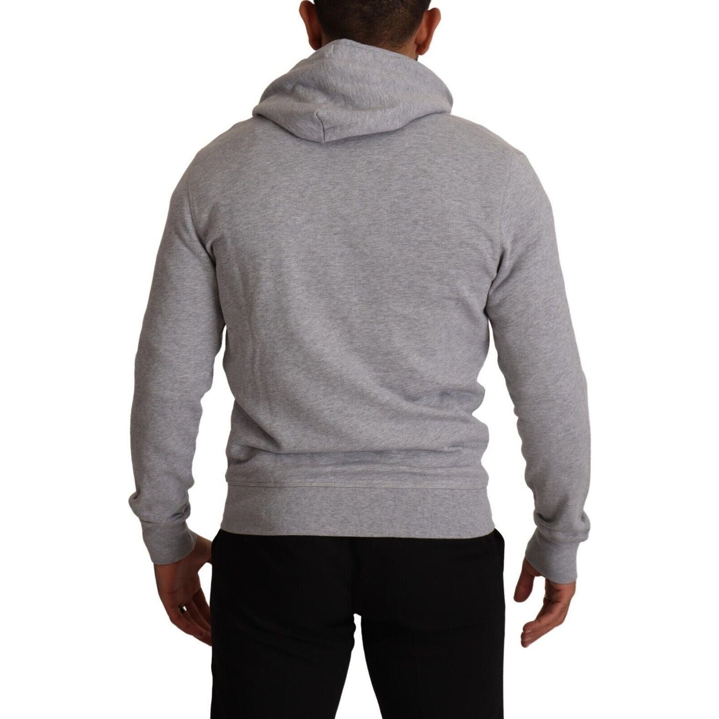 Hackett Elegant Hackett Full Zip Hooded Sweater gray-full-zip-hooded-cotton-sweatshirt-sweater