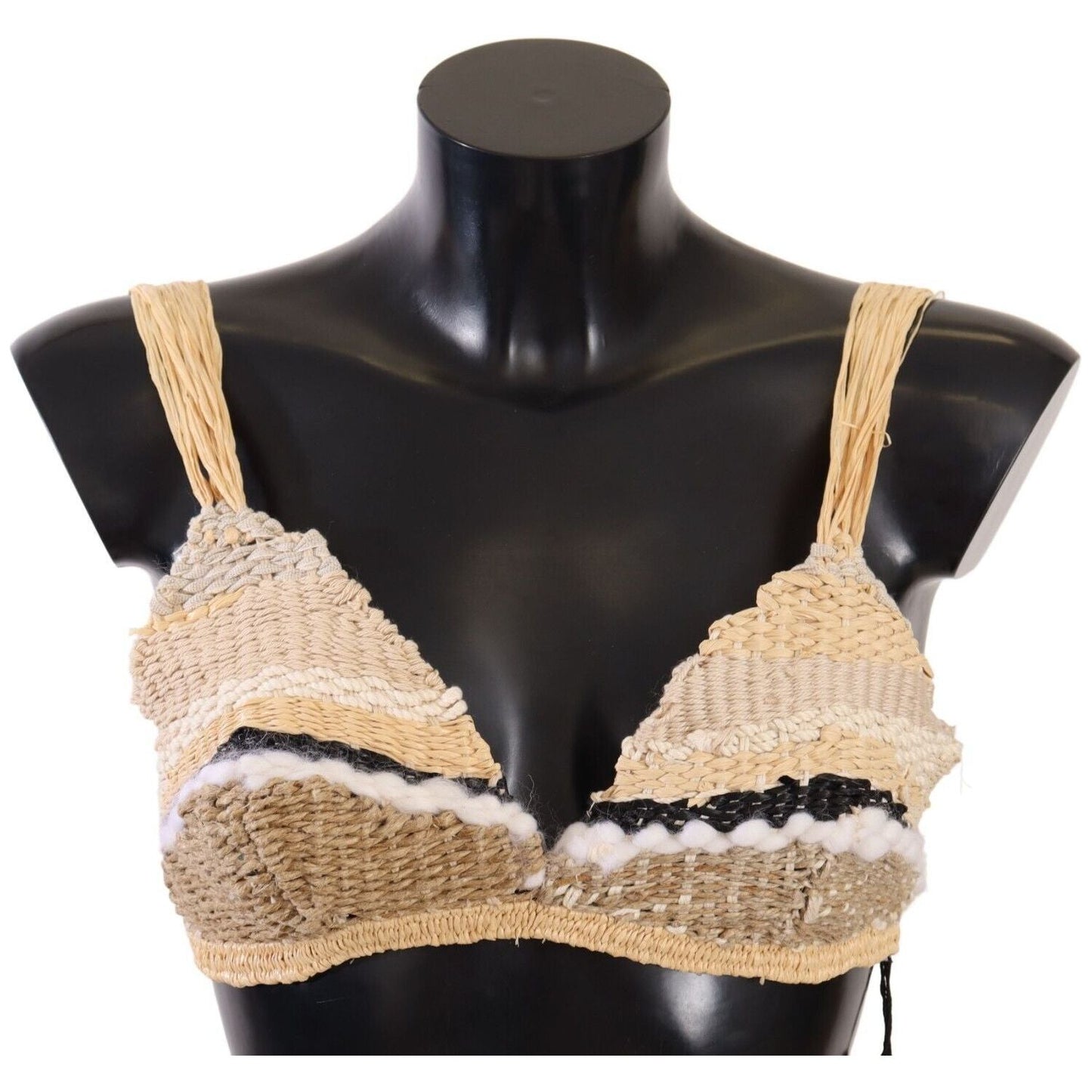 Dolce & Gabbana Chic Beige Crochet Cropped Top WOMAN TOPS AND SHIRTS beige-straw-raffia-woven-crochet-cover-up-top