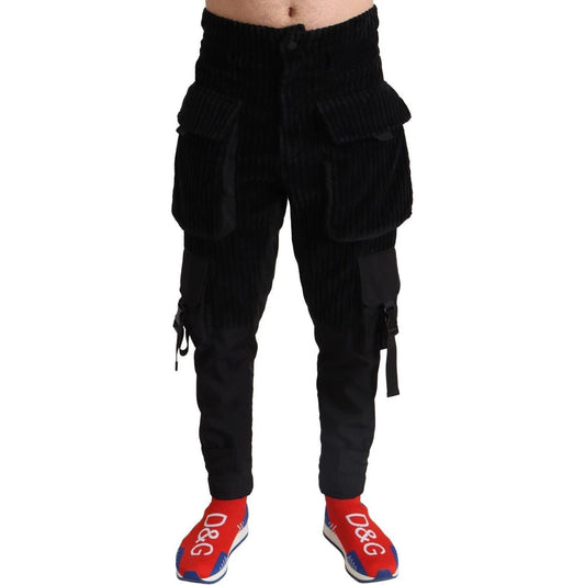 Dolce & Gabbana Elegant Black Cargo Corduroy Pants black-cotton-skinny-corduroy-cargo-pants