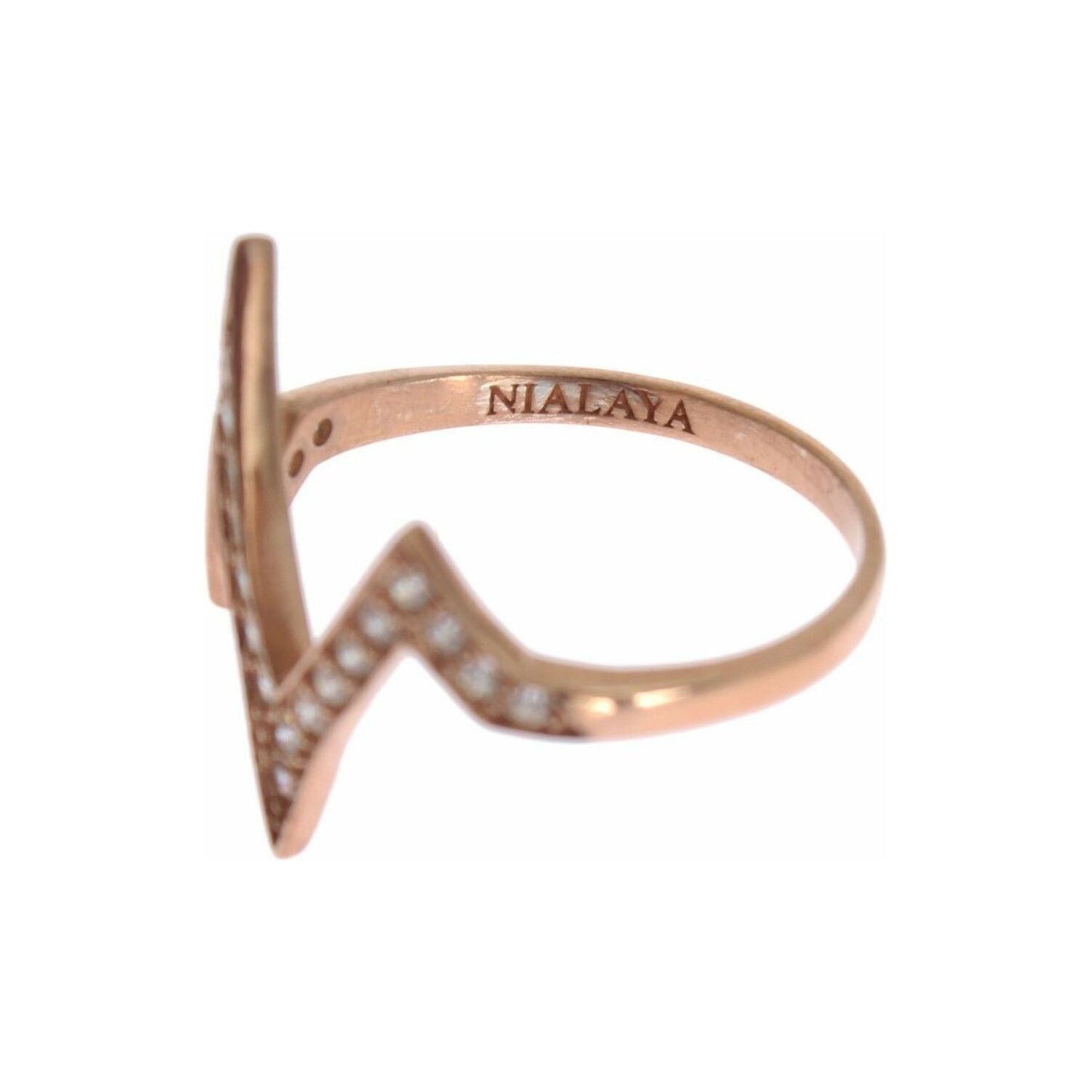 Nialaya Elegant Pink Crystal Encrusted Silver Ring Ring pink-gold-925-silver-womens-clear-ring