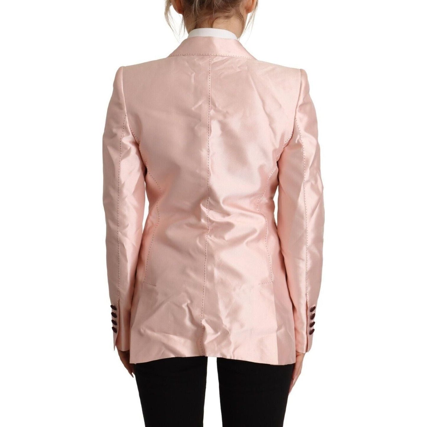 Dolce & Gabbana Elegant Pink Silk Blazer Jacket pink-satin-long-sleeves-blazer-coat-jacket